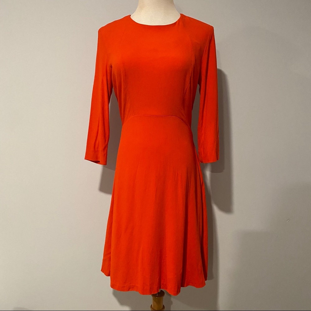 Sandro bright red orange cutout back a-line dress